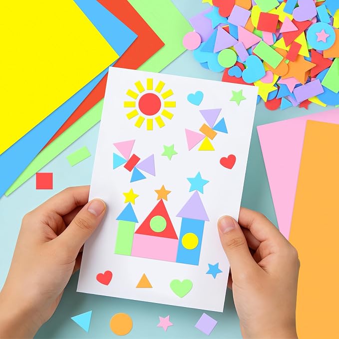 1620Pcs Foam Stickers Foam Shape Stickers Colorful Self Adhesive, 8 Colors - Image 5