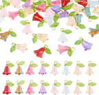 FASHEWELRY 80Pcs Glass Flower Charms Colorful Tulip by FASHEWELRY