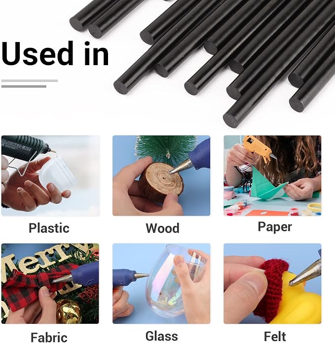 ENPOINT Black Hot Glue Sticks Mini, 7x200mm Long Hot Melt Glue Sticks - Image 5