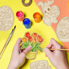 36PCS Wooden Easter Ornaments to Paint, 6 Styles DIY Blank Unfinished Wood Egg - Image 2