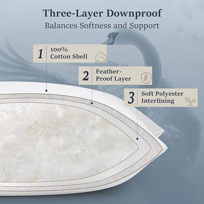COZSINOOR Goose Feather Pillows King Size Set of 2 - Image 5