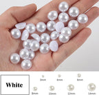 1500PCS 3-14mm White Flatback Pearls, 150g Half-Round ABS Pearls - Image 4