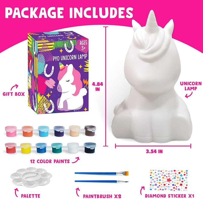 Goodyking Paint Your Own Unicorn Lamp Art Kit, DIY Night Light, Arts & Crafts - Image 2