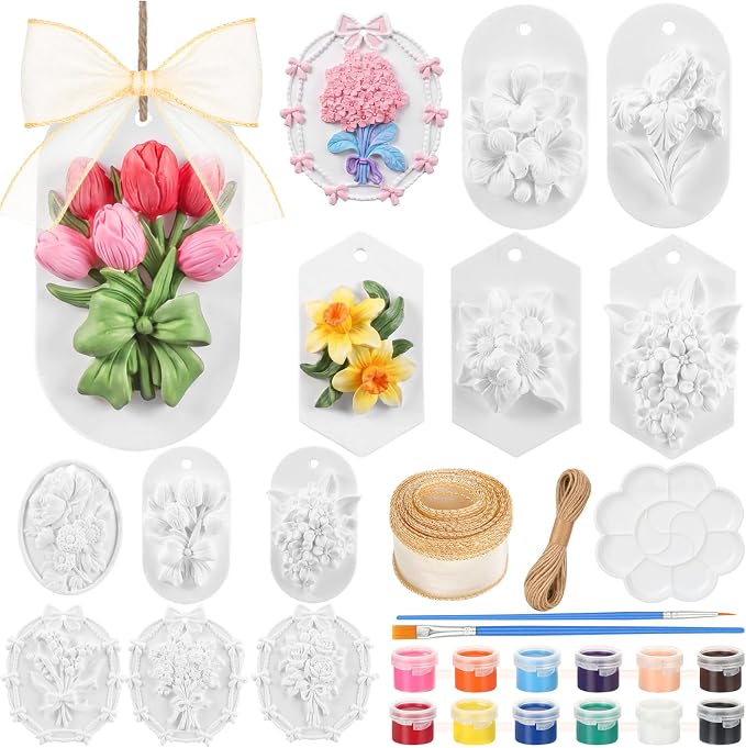 Teyva Daily 12 Sets Flower Ceramic Painting Kit DIY Ceramic to Paint Your Own by Unknown