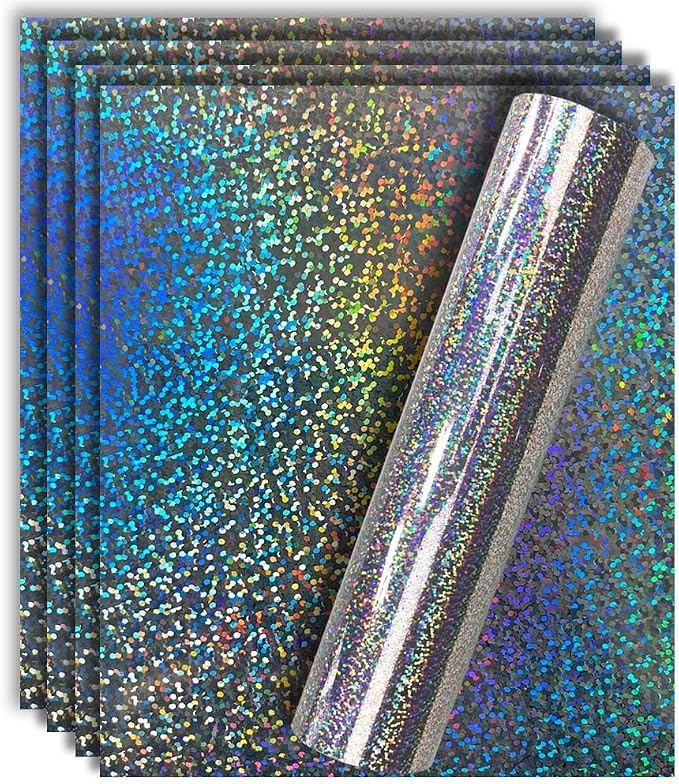 Holographic Silver Metallic Foil HTV Heat Transfer Vinyl by TvinylWarehouse