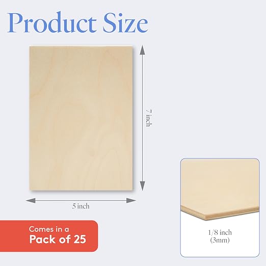 3 mm Baltic Birch Plywood 1/8 x 5 x 7 Inch, Box of 25 B/BB Grade Craft Wood - Image 2