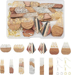 FASHEWELRY 24Pcs Gold Foil Resin Wood Earring Charms Teardrop Drop Rectangle by FASHEWELRY