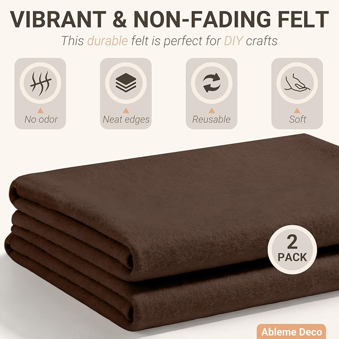 Brown Felt Fabric Sheets 18" x 18" 1.6mm Soft Felt, Dark Brown | Soft Precut - Image 3