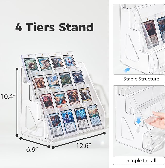 DEEIF 4 Tier Acrylic Trading Card Display Stand, Toploaders, PSA Graded Cards - Image 4