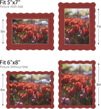 6x8 Picture Frame with Mat for 5x7, Wavy Edge Wooden Real Glass Photo Frame for - Image 3