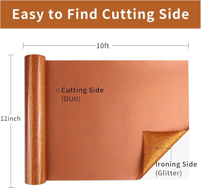 Bronze Glitter Heat Transfer Vinyl, Glitter Iron-On - Image 3