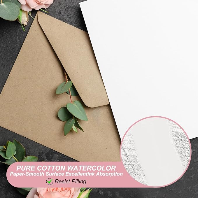 PATIKIL 100 Pcs Pure Cotton Watercolor Paper 140lb/300 GSM Water Coloring Paint - Image 3