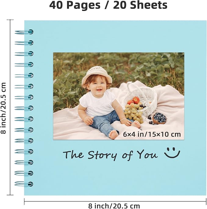 8x8 Inch DIY Scrapbook Photo Album, Hardcover Kraft Paper Acid-Free, 20 Sheets - Image 2