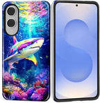 for Samsung Galaxy S25 Edge Case, Colorful Ocean Sharks Pattern Glossy 2 in 1 by Teonvpu
