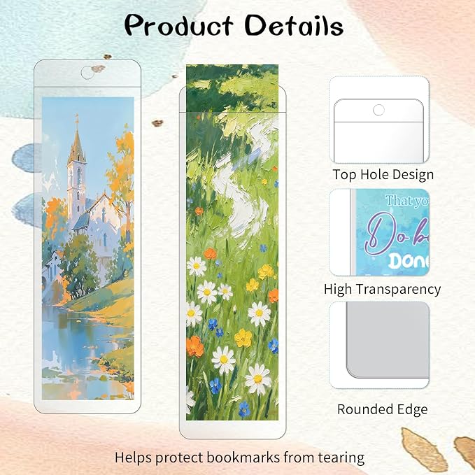60 Pack Clear Bookmark Sleeves, 5.7 x 1.81in Blank Bookmark Holders - Image 3