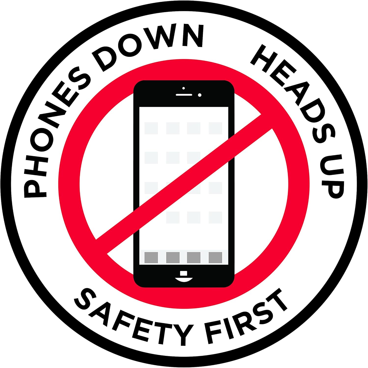"Phones Down Heads Up" Safety Sign - Laminated Adhesive Floor Signs by Graphical Warehouse (26)
