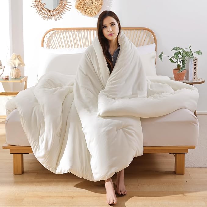 ROSGONIA Oversized Queen Comforter Ivory - Image 4