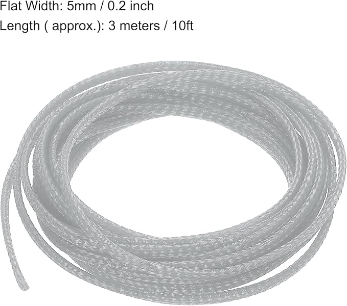 uxcell PET Expandable Sleeving 10ft 1/8" Gray Cable Management Sleeve Cord - Image 3