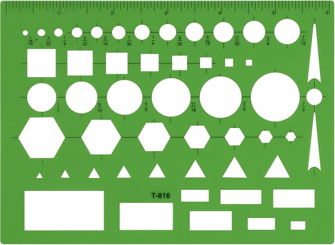 Westcott T-816 All-Purpose Technical Drawing Template, Plastic Shape Template by Westcott