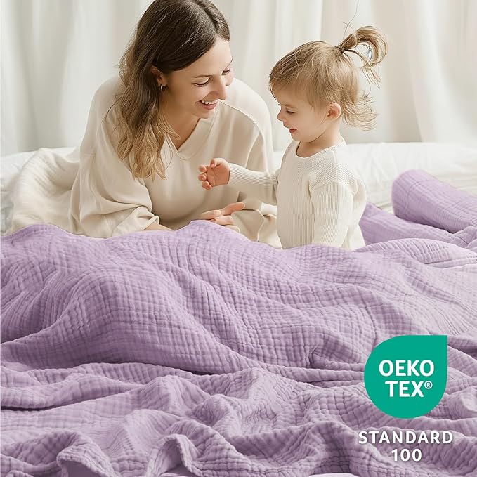 100% Cotton Muslin Blanket Large 50" x 70", 6 Layers Breathable and Lightweight - Image 5