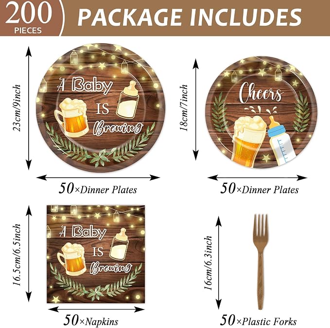 50 Guests A Baby is Brewing Baby Shower Plates and Napkins Party Supplies Baby - Image 2