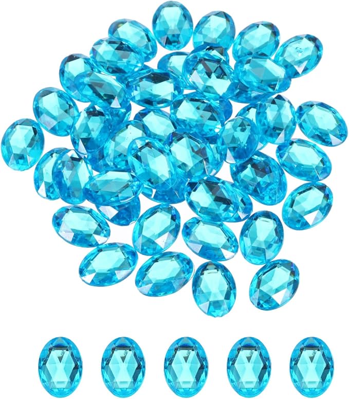 MECCANIXITY 50Pcs Acrylic Oval Gems 13x18 mm Flat Back Artificial Rhinestones by MECCANIXITY