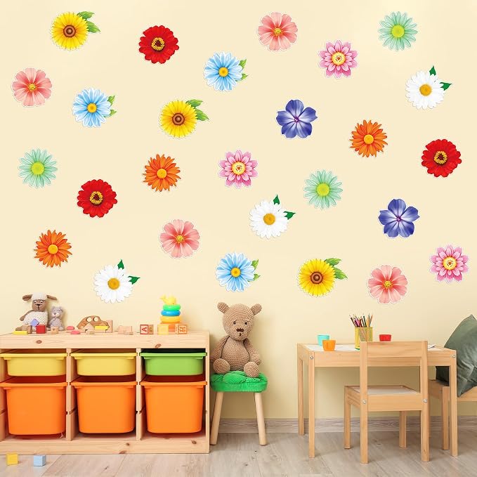 54Pcs Spring Flower Cutouts Bulletin Board Decorations Summer Floral Paper - Image 7