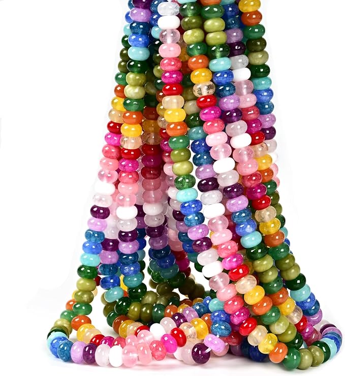 ICAI Beads Natural 5x8mm Rondelle Beads, Natural Abacus Disk Stone Beads Loose by CAI+YI+MING