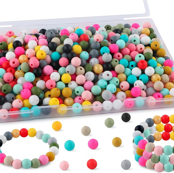 300Pcs Silicone Beads 9mm Mix Color, Bulk Silicone Beads 9mm by Kovict
