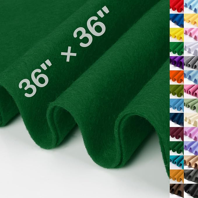 XSEINO Moss Green Large Felt Fabric 36" X 36 ", 1.4 mm Thick Soft Felt Fabric by XSEINOiscreating%EF%BC%81