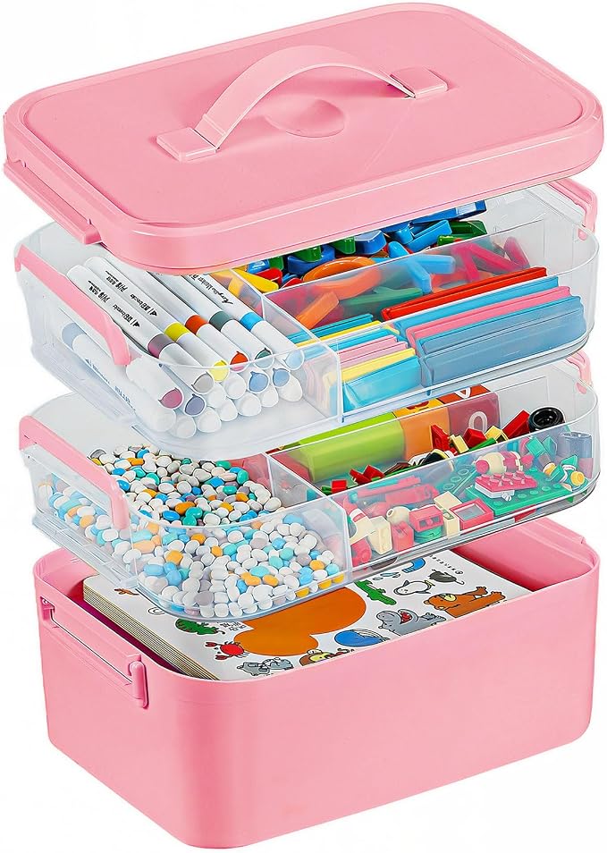 Gifhomfix 3-Layer Plastic Craft Organizers and Storage Box by Gifhomfix
