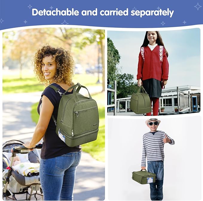 DERJUNSTAR Breast pump travel bag, Spectra Pump Backpack, Mini Pumping Bags with Pockets for Working Mom, Compatible with Spectra S1, S2, Green