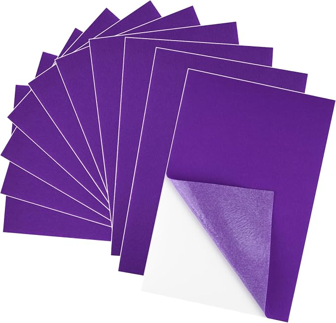10PCS Purple Self Adhesive Felt Fabric Sheets Sticky Felt Sheets by Bringsparkletoeverydaylife