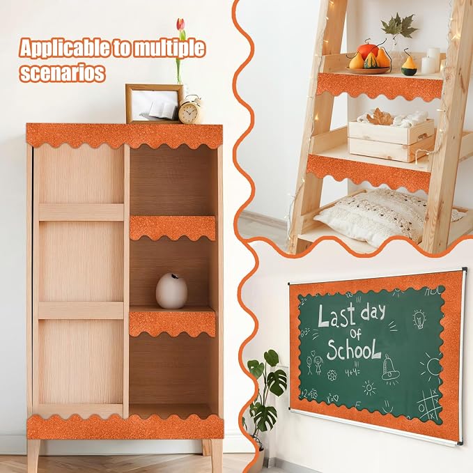 70Ft Shine Orange Bulletin Board Borders，Scalloped Poster Boards Decorations - Image 4