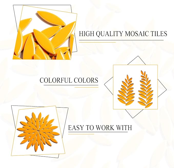 Yoption Petal Mosaic Tiles for Crafts, 200g Flower Leaf Ceramic Tiles Pieces - Image 5