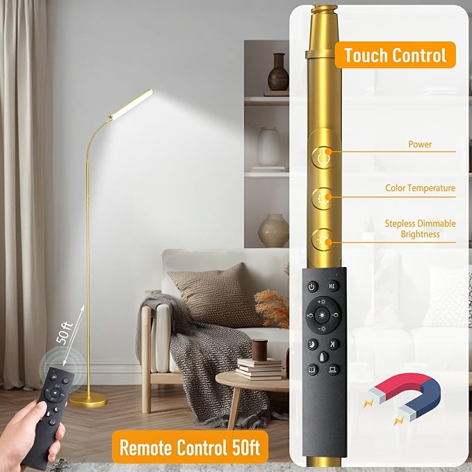 marctronic Gold Floor Lamp, 18W 1800LM Bright LED Floor Lamps - Image 7