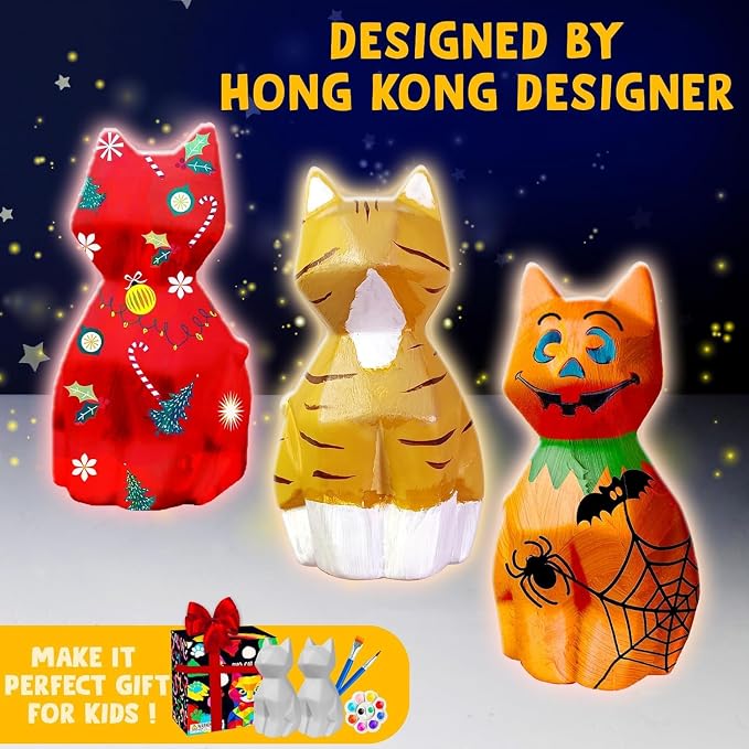 Goody King Paint Your Own Cat Lamp Kit, Easter Basket Stuffers, Arts & Crafts - Image 7