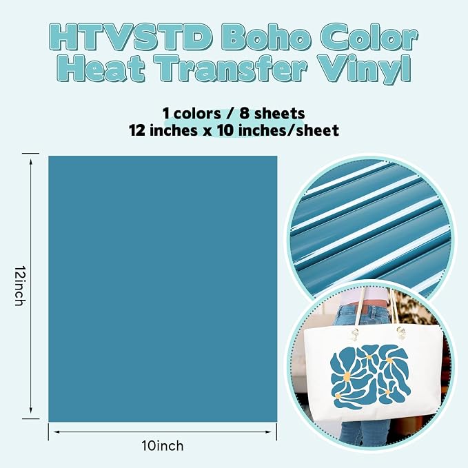 HTVSTD Deep Sea Blue Boho HTV Heat Transfer Vinyl 8pcs 12×10in | Dark Boho - Image 2