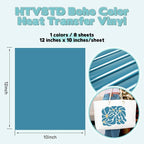HTVSTD Deep Sea Blue Boho HTV Heat Transfer Vinyl 8pcs 12×10in | Dark Boho - Image 2