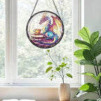 Greatingreat Dragon Stained Glass Window Hanging, Home Room Decor 7.8 Inch Sun - Image 5