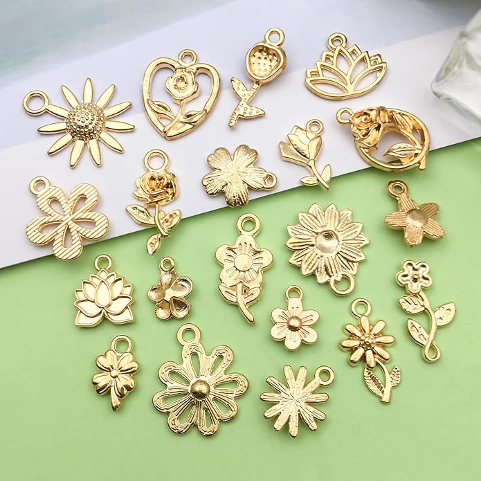 Valentine's Day Heart Charms Set, Decorative Rose and Flower Designs - Image 5