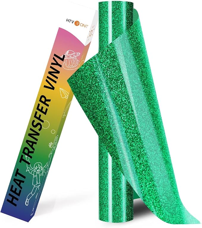 HTVRONT Green Glitter HTV Heat Transfer Vinyl Rolls by HTVRONT