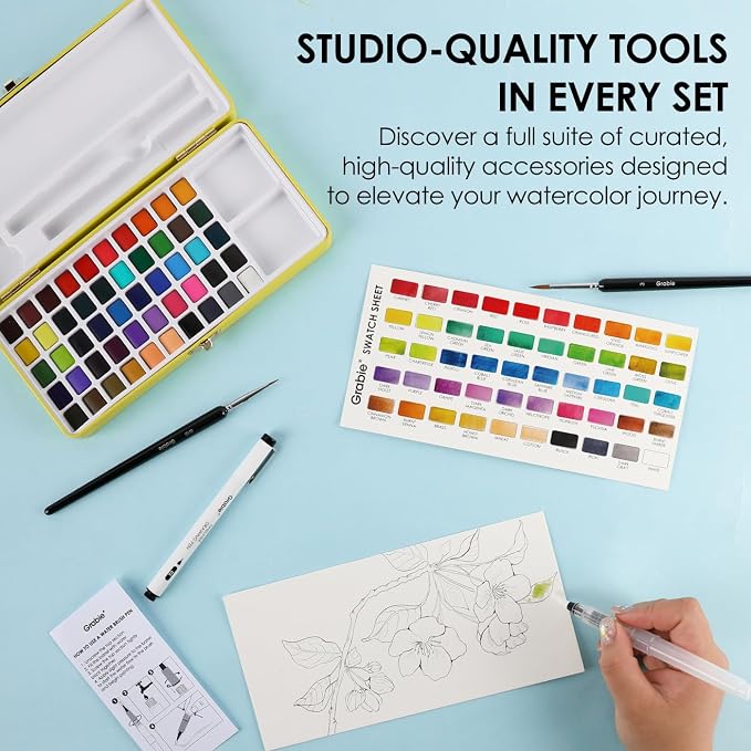 Grabie 50 Colors Premium All-In-One Water Color Paint Set - Image 4