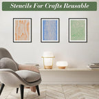 Geometric Texture Stencils for Crafts Reusable 16Pcs Stencils | DIY Art - Image 2