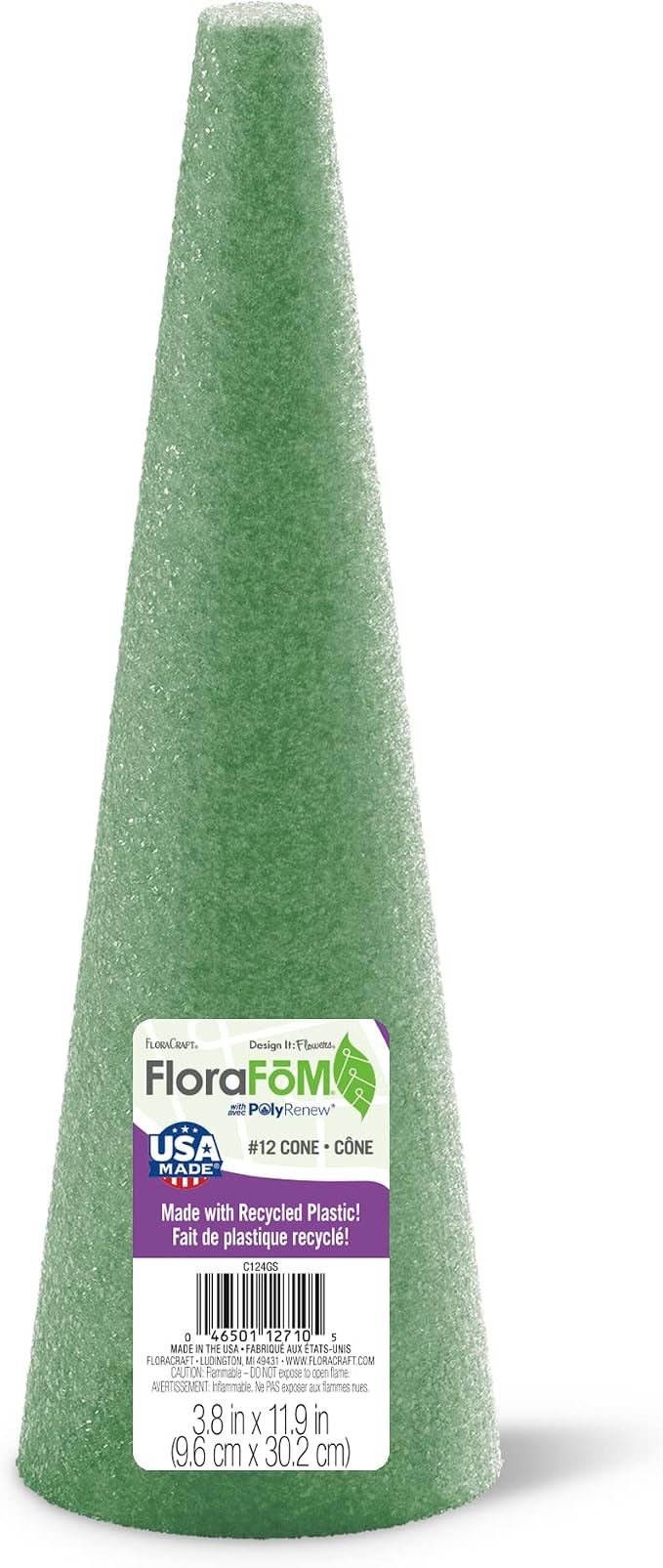 FloraCraft FloraFōM Cone 3.8 Inch x 11.9 Inch Green by FloraCraft