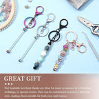 Tondiamo 12 Pcs Beadable Keychains Bars Bulk Blank Beaded Metal Keychain - Image 6