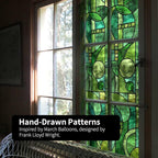 Original Hand Drawn Faux Stained Glass Window Film, Double-Sided Privacy Static - Image 4