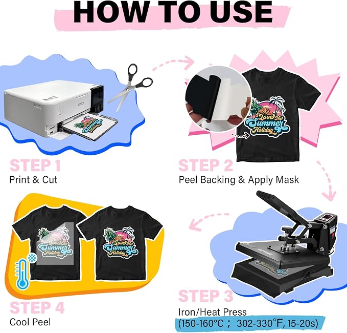 TECKWRAP Heat Transfer Mask for Heat Transfer Paper for T-Shirts 15PCS - Image 6