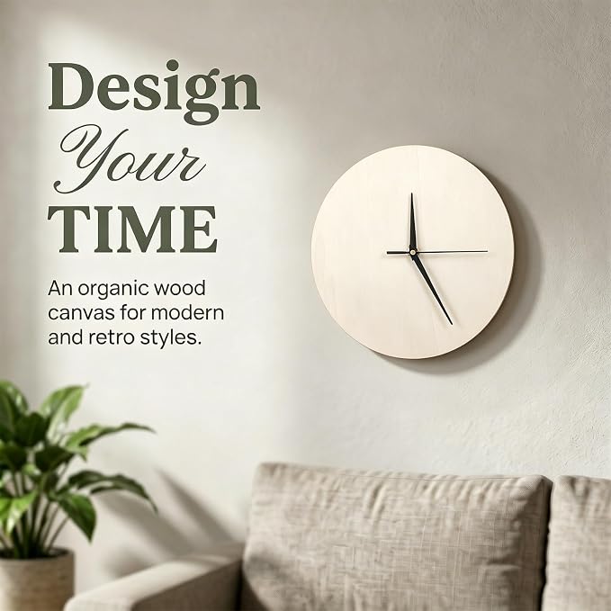 Wooden Clock Face, 9.83 Inch Unfinished Round Insert Blank Wood Clock Dial - Image 7