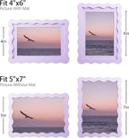 5x7 Picture Frame with Mat for 4x6, Wavy Edge Wooden Real Glass Photo Frame for - Image 3